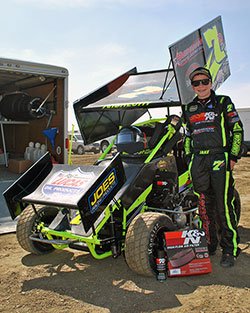 Jake Andreotti is only 12-years-old and in just his second Super 600 Micro Sprint Car race he has successfully beaten seasoned professional World of Outlaws racer