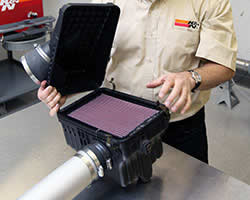 K&N designing and testing an air filter at the Riverside, CA R&D facility