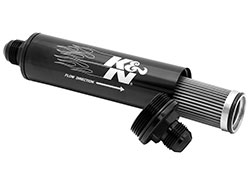 K&N in-line fuel filters replace a vehicle’s factory fuel filter and are designed to meet or exceed OEM specifications with a high efficiency, high capacity design
