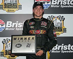 Jesse Little, son of former NASCAR Cup Series driver Chad Little, won the 21 Means 21 Pole Award presented by Coors Lite