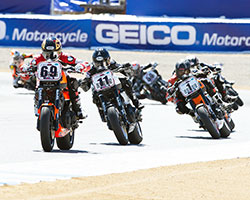 Kyle Wyman, aboard the Millennium Technologies XR1200, battled with race leaders early on in the AMA Pro Vance & Hines Harley-Davidson Series race at Laguna Seca