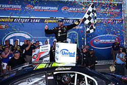 Corey LaJoie, who also races in the NASCAR XFINITY Series, won the NASCAR K&N Pro Series East race at New Hampshire International Speedway.