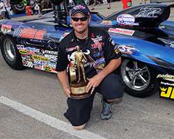 Luke Bogacki was on a hot streak in 2014 earning back-to-back victories at the NHRA Kansas Nationals and the Division 3 LODRS event in Chicago as well as claiming the win at the 17th annual O’Reilly Auto Parts Route 66 NHRA Nationals presented by Super Start Batteries