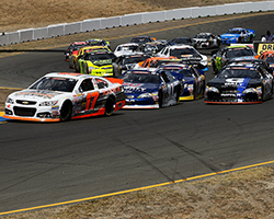 Dalton Sargeant took the lead from pole winner David Mayhew on the second lap of the Carneros 200 at Sonoma Raceway in California with a smooth pass in the number 52 Galt Chevrolet
