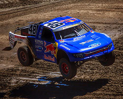 Ricky Johnson, two-time Pro-4 truck champion, had victory in his sights during Lucas Oil Off-Road Racing round 11 in Sparks, Nevada but a driving error forced him to make up lost ground