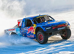 With one-off spiked tires Bryce Menzies raced his Pro 4 truck at the 2016 Red Bull Frozen Rush