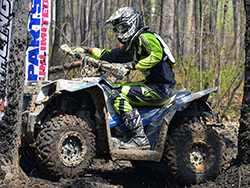 Starting the 3rd lap of GNCC round 7, K&N filters supported racer Mike Swift hit a tree stump hidden in a rock section
