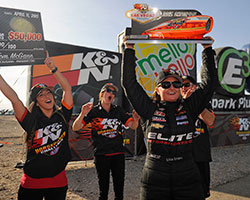 Erica Enders-Stevens won the $50,000 K&N Horsepower Challenge for the second consecutive year during the SummitRacing.com NHRA Nationals