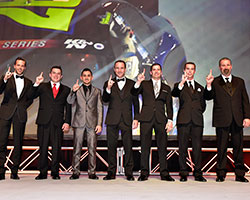 Anthony Kumpen, Andy Seuss, Abraham Calderon, LP Dumoulin, Doug Coby, Ben Rhodes and Greg Pursley at NASCAR Touring Series Night of Champions