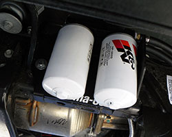 Perma-Cool developed a dual oil filter relocation kit using dual K&N oil filters