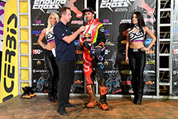 Taddy Blazusiak on podium at Endurocross season opener