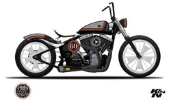 In an early design rendering the K&N Softail still sported a vintage seat
