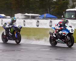Team Yoshimura Suzuki Factory Racing rider Roger Lee Hayden was credited with winning the rain soaked AMA Pro Superbike Saturday race at New Jersey Motorsports Park (Brian J Nelson Photography)