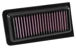 K&N replacement air filter, number SU-6303, will replace the disposable paper filter in 2003-2015 Suzuki AN650 Burgman or AN650 Burgman Executive model 638cc maxi-scooters