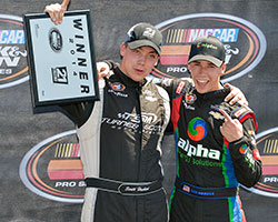 Scott Heckert also won the 21 means 21 presented by Coors Brewing Co. Pole Award and is seen here with Ben Rhodes who currently leads the championship points battle