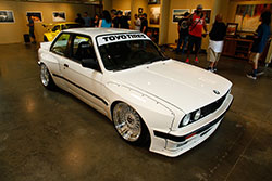 Toyo Tires BMW with nice rims at Shutter Space Randy Higbee Gallery, Costa Mesa, California sponsored by Crooks & Castles and Super Street