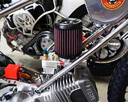 The 500cc single cylinder, methanol burning, Speedway motorcycles used by Team USA in the 2014 Monster Energy Speedway World Cup were equipped with a K&N High-Flow Air Filter