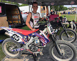 Cory Texter raced a 750 cc twin at the 2015 AMA All-Star Flat Track Series Randy Texter Memorial