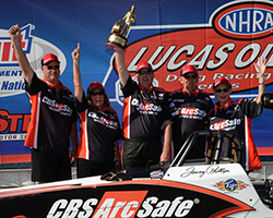 Super Comp victory at the Summit Racing Equipment NHRA Nationals at The Strip at Las Vegas Motor Speedway marked the 31st national event triumph in Phillips’s career