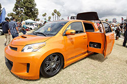Scion with sound system and a DJ booth at All Toyotafest 2016 in Long Beach, CA