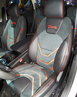 The Alea Leather customizable seat coverings add Italian leather style and comfort to the Vaccar 2015 Ford Edge Sport 2.7L EcoBoost