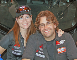 Andrew Comrie-Picard and X-Games co-driver Jen Horsey in K&N booth at SEMA