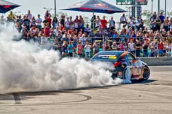 Grinchuk performs some burnout entertainment at one of the 11 Ukrainian events.