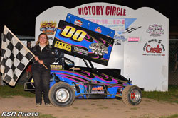 Alyssa Riker proved her merit as a racer with a first place finish at Hamlin Speedway for a 270 micro sprint this past season.