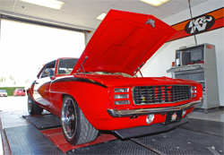 American Heroes 1969 Camaro SS on one of K&N dynos in Riverside, California