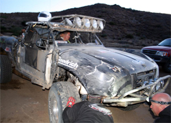Truck repairs were done quickly in the Baja 500 after the Torchmate Ford Ranger was almost destroyed, photo by Nick Socha