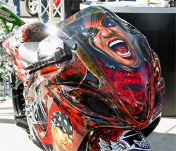 Killer Kreations Custom airbrush took more than 300 hours to complete the job on the 2009 Suzuki Hayabusa named Believe