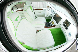 This "Bentlex" has custom white interior with green diamond cut stitching