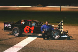Brad Springer's modified car at Angola Speedway, at Angola, Indiana