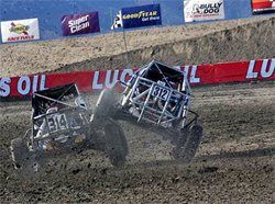Aggressive driving at The Challenge Cup was part of the program for many of the short course off road drivers in Lake Elsinore, California.