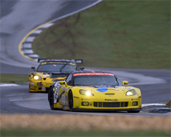 Two Corvette C6.Rs dominated the first three hours of the Petit Le Mans Race in Braselton, Georgia, photo by GM Corp.