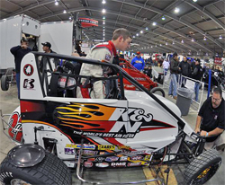 K&N Sponsored racer Ryan Kaplan with his K&N Filters Midget at the Chili Bowl Nationals