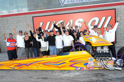 A super weekend for K&N's Chip Rumis with two final rounds and his first Top Dragster victory for 2011. Photo by: Bob Johnson Photography.