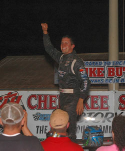 Fergy was all smiles after the richest and most emotional win of his young career at Cherokee Speedway.