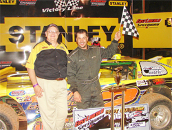 Chris Steele in victory lane after win in City Chevrolet's Hot Summer Nights Round 2 in North Carolina