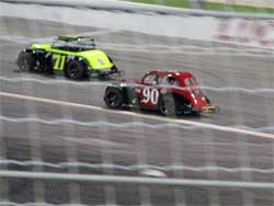 Cody Swanson in lapped traffic at Irwindale Speedway
