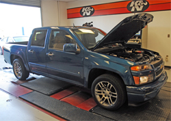 2009 Chevrolet Colorado with a V8 engine on the dyno at K&N