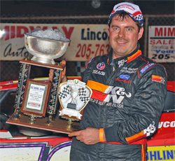 Ice Bowl Trophy win for Super Late Model Racer Ray Cook, courtesy of Thomas Hendrickson Photos