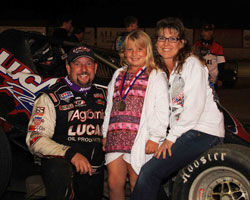 Kruseman celebrates his latest victory with his biggest fans, his daughter and wife.