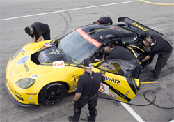 No.3 Compuware Corvette C6.R took second place in its first GT2 Race, photo by GM Corp.