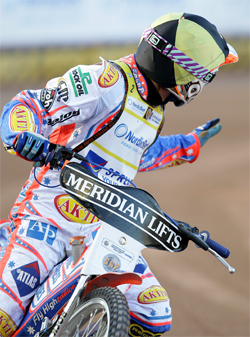 Australian Grand Prix World Champion Jason Crump not sure of the extent of his injuries after Swedish Grand Prix, photo by Mike Patrick