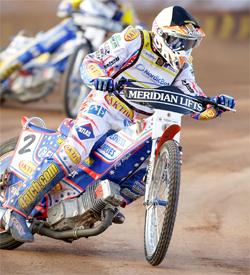 Jason Crump is the points leader in the 2009 World Series Grand Prix, photo by Mike Patrick