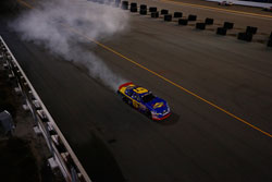 Daniel Suarez celebrates his NASCAR K&N Pro Series East victory at Daytona International Speedway