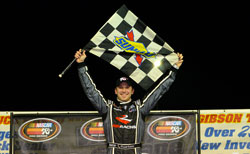 Daniel Suarez celebrates his NASCAR K&N Pro Series East win
