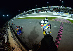 Daniel Suarez takes the checkered flag in NASCAR K&N Pro Series East race at New Smyrna Speedway