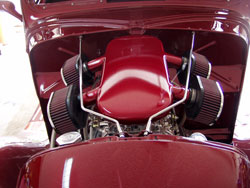 1938 Ford Street Rod under the hood